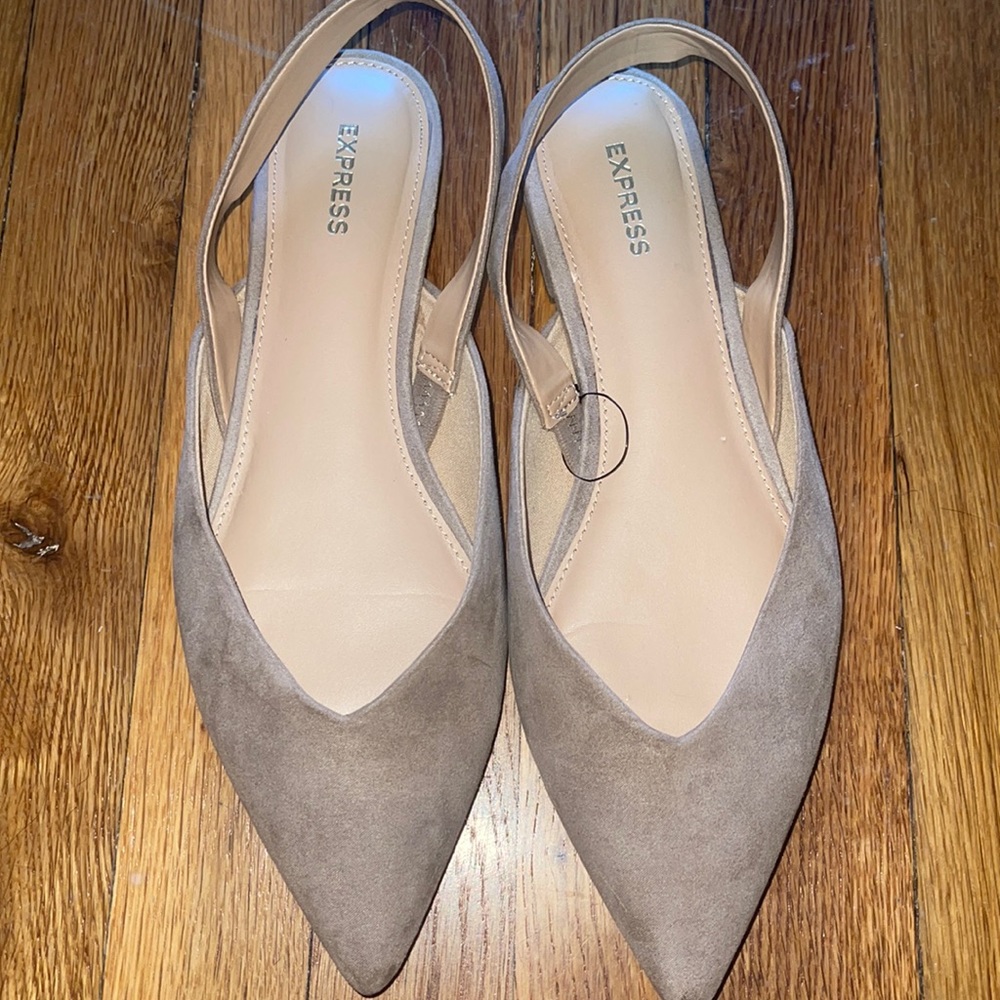 Express Pointed Toe Slingback Flats  Light Brown (10W)